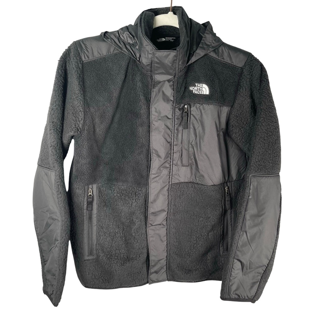 The North Face Jacket Teen Boy XL Black Forrest Fleece Mashup Snap Hideaway Hood